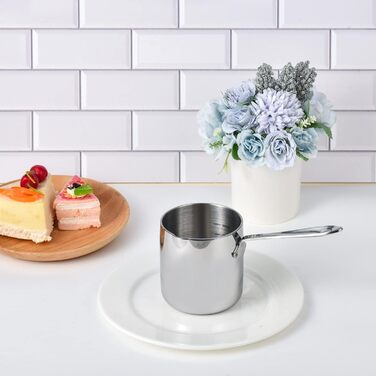 IMEEA® (12oz / 370ml Heavy Duty 18/10 Stainless Steel Turkish Coffee Pot and Butter Melting Mini Pot with Spout
