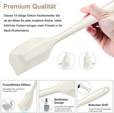 Набір кухонних аксесуарів Joyfair: 15 предметів з силікону, стійкий до нагрівання, антипригарний, для посуду, з тримачем, придатний для миття в посудомийній машині