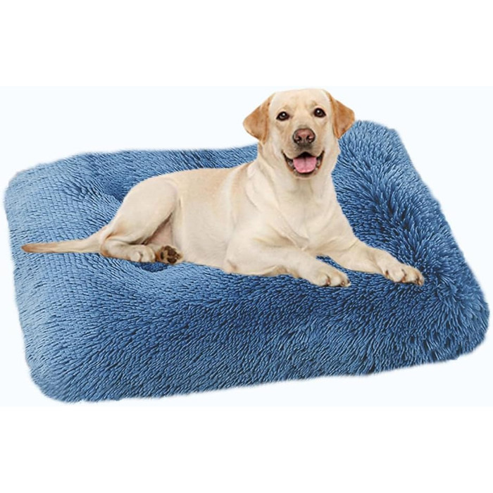 М'яке собаче ліжко SOAI, плюшеве килим для собак, корзина для собак, м'яка підстилка для середніх собак та котів (65x48 см, 94x63 см, блакитний)
