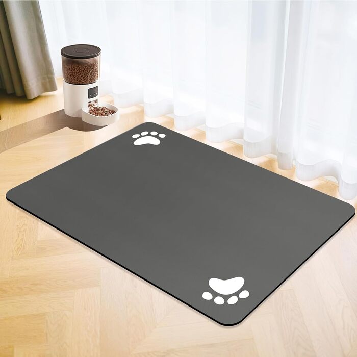 Підкладка під миску для собак та котів, 43x80 см, сіра, швидковисихаюча, неслизька