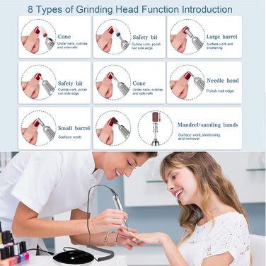 Електрична нігтьова фрезер ENGERWALL для гель-лаку, 35000 об/хв з LCD екраном та сенсорними кнопками. Професійний набір для манікюру та педикюру, догляд за нігтями, дизайн нігтів. Професійний, з підключенням.