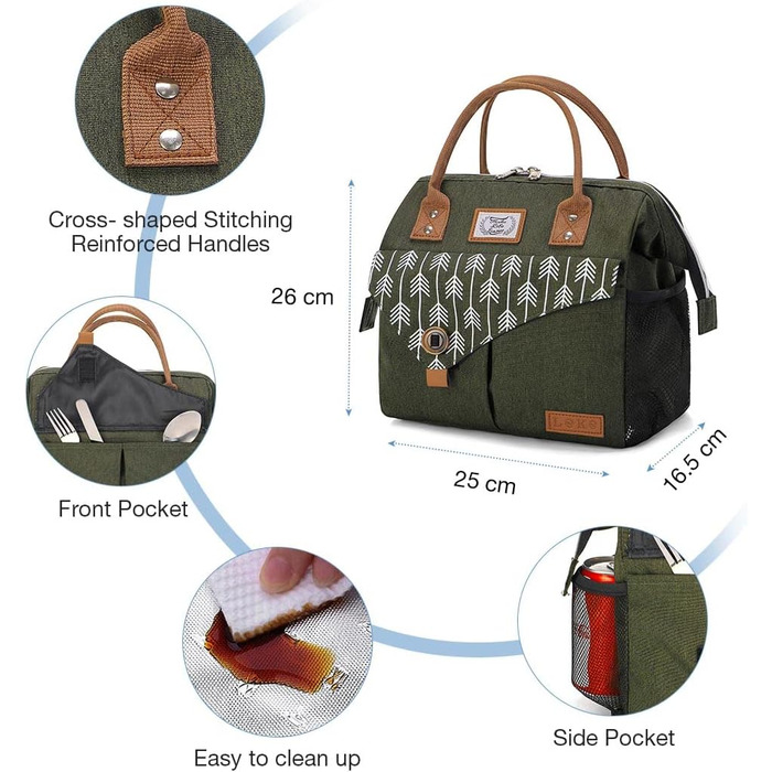 Термосумка Lekesky для жінок - об'єм 11л, зелена