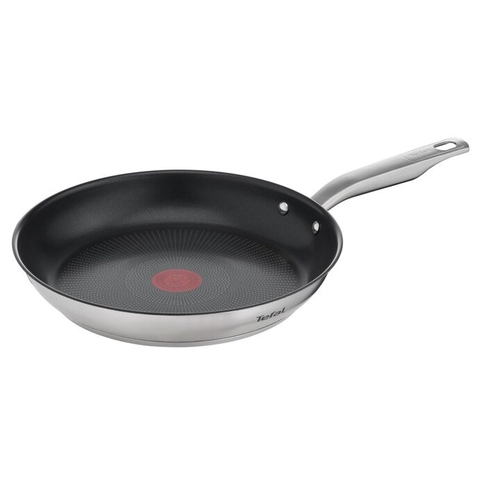 Сковорода Tefal Virtuoso E49106 28 см з антипригарним титановим покриттям та індикатором температури Thermo-Signal | Нержавіюча сталь | Індукція | Гарантія 10 років