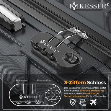 Чемодан KESSER® 120L з ABS-пластику з кодовим замком, вагами та органайзером, 75 см | Валіза на колесах для подорожей та бізнесу