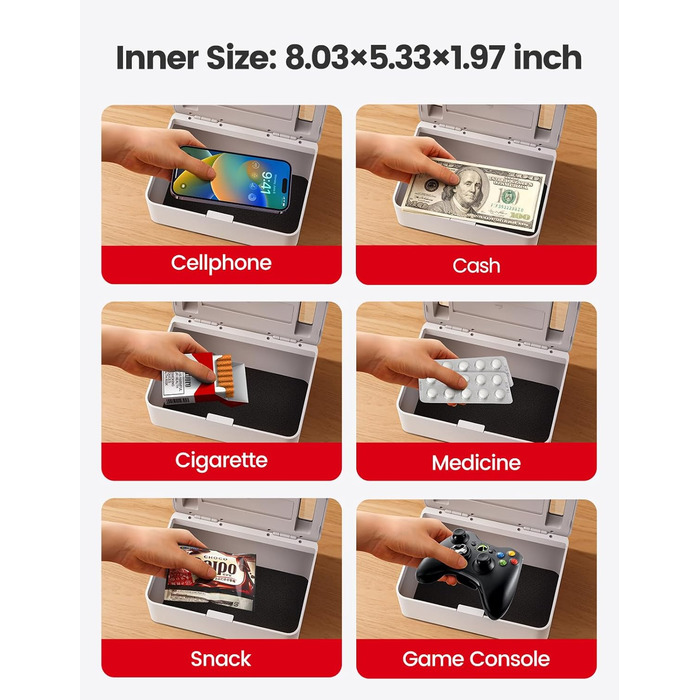 Сейф VAYDEER з таймером та металевим замком: цифровий детокс, захист від телефонів, USB-C, дитячий замок, чорний