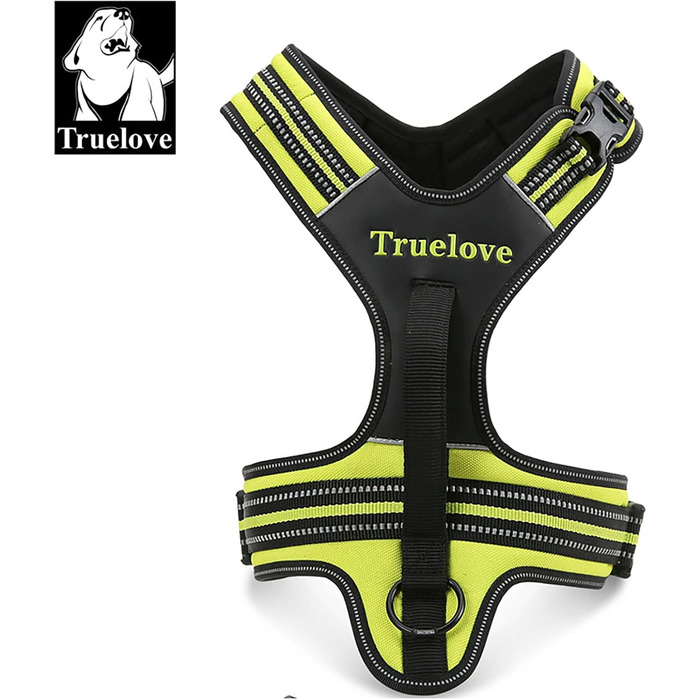 Шлейка для собак Truelove TLH5551 з ручкою, м'яка, світловідбиваюча, для собак (M, неоновий жовтий)