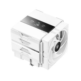 Кулер для процесора Sudokoo SK620V White AM5: двосекційний повітряний охолоджувач з цифровим дисплеєм, 6 теплотрубками та 2 вентиляторами PWM FDB 120мм, білий