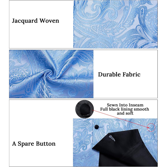 Костюм чоловічий DiBanGu 7-частинний: жакардовий піджак, жилет, краватка, кравецький комірець, сорочка, штани. Ідеально для весілля, свят, офіційних заходів. Кольори: золото та чорний (XXL, небесно-блакитний)