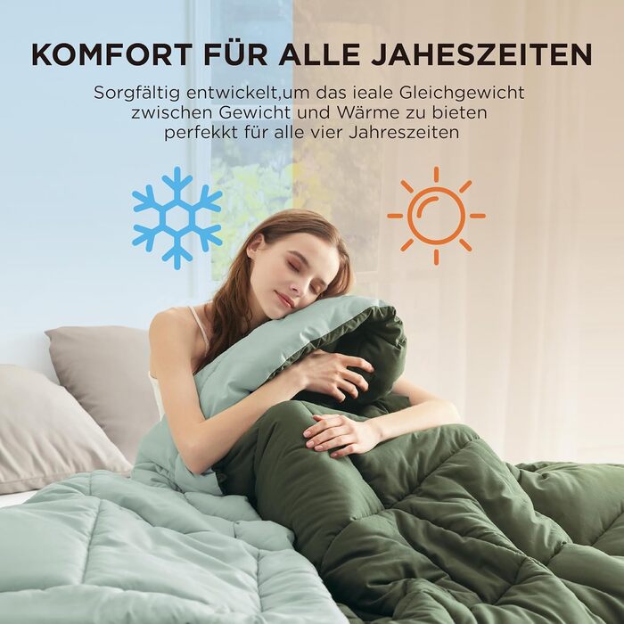 Ковдра BEDSURE 135x200 см, 300 GSM, 4 сезони, двостороння сіра/світло-сіра, для алергіків