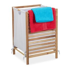 Relaxdays Laundry Basket Walnut Wood