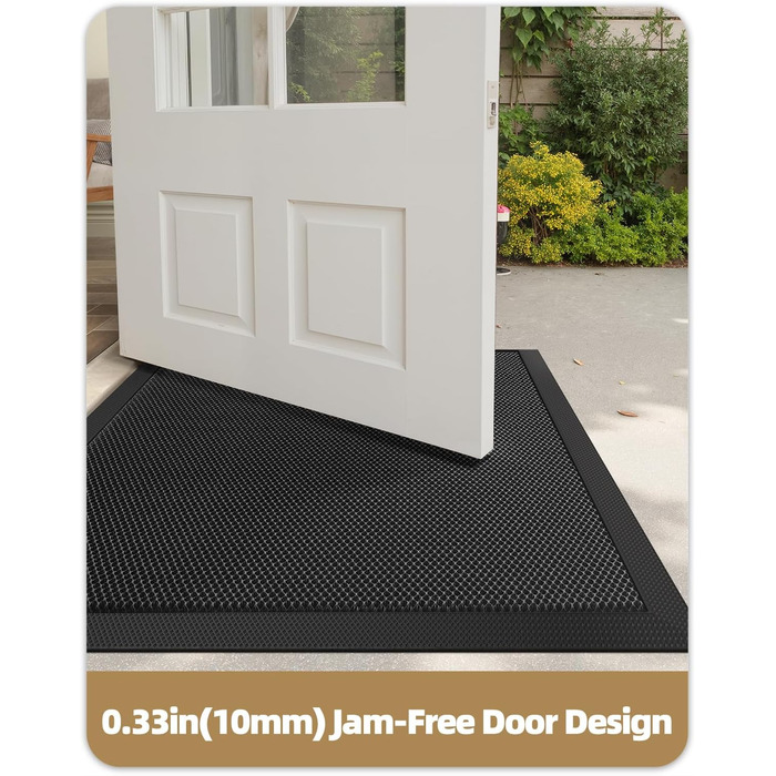 Килимок для дому та вулиці COLOR&GEOMETRY 43x76 см - антиковзаюча, легко миється, для входу, сірий/чорний