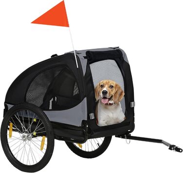 Причіп для собак PawHut, складаний велосипедний причіп для собак, чорний, 140 x 71 x 83 см