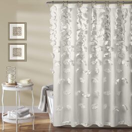 Шторка для душу Lush Decor Riley, 183x183 см, білий/квітковий, з бантиками, романтичний дизайн