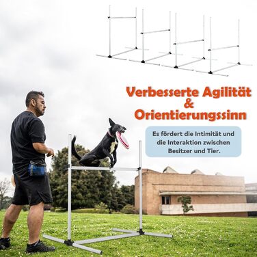 Набір для аджиліті для собак: перешкоди, стійки для слалому, обладнання для дресирування. Регульована висота, 104x70x101см, зелений