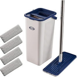 Набір для миття підлоги Formosa 2 з відром з двома камерами | Плоский моп 360° з мікрофібри | 2 змінні насадки | Віджим без рук