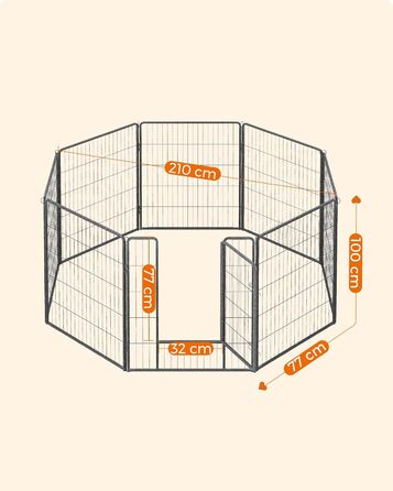 Вольєр для тварин Feandrea Freilaufgege XXL (77x100 см), сірий, збірний, для дому та вулиці
