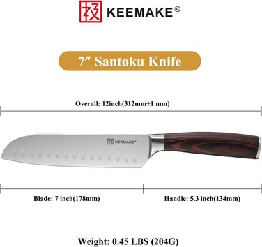 Набір кухонних ножів KEEMAKE, 2 шт. — японський сантоку з нержавіючої сталі, гострі ножі з ергономічною ручкою