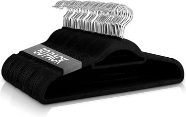 Вішалки для одягу Ediesi, 50 шт., сірі, з антиковзаючим покриттям, м'які, тонкі, для штанів, сорочок, спідниць, костюмів (50 шт., сірі без решітки) 50 шт. (50 шт., чорні з кріпленням для краваток)