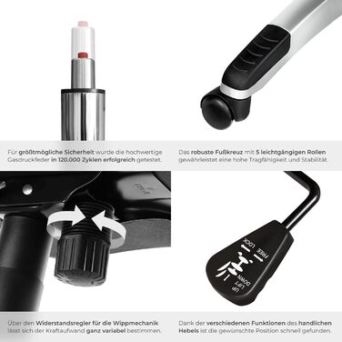 Офісне крісло tectake® з підлокітниками, регулюванням висоти та функцією гойдання, чорне, з підкладкою 12 см, оббивка під шкіру