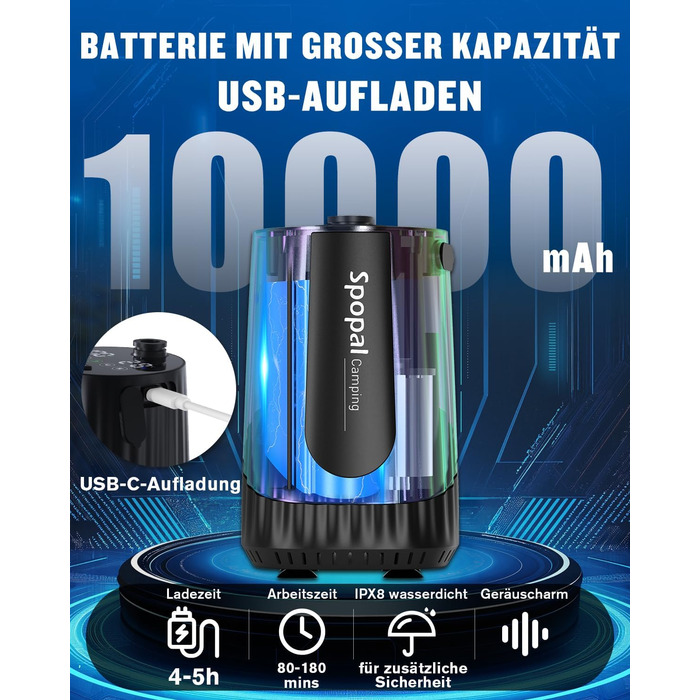 Портативна душова кабіна для кемпінгу з акумулятором 10000mAh та 20л баком. Комплект для відпочинку на природі, в авто та для миття тварин