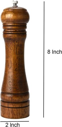 Salt and pepper mill set, wooden pepper mill, salt and pepper mill set, manual mills, solid with adjustable ceramic grinding mechanisms, 2 pieces, 8 inches (I 2 Vintage Colors)