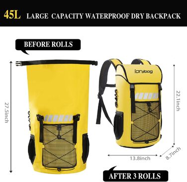 Водонепроникний рюкзак IDRYBAG для чоловіків 25/45 л, для каякінгу, походів, міцна сумка для активного відпочинку