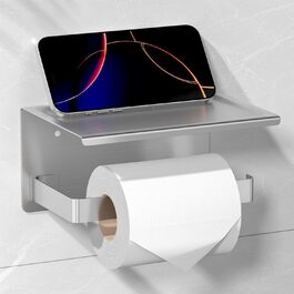 Тримач туалетного паперу HITSLAM без свердління, нержавіюча сталь з полицею, самоклеючий, для ванної кімнати