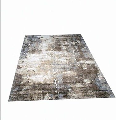 Dreamy Rug ROUND Designer Rug Living Room modern ABSTRACT Lines brown beige gray cream melange Size 80 cm round 80 cm round Beige Gray