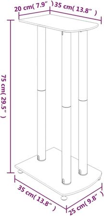 Підставка для динаміків vidaXL, 2 шт., чорно-срібна, з 3 колонами, з антиковзкими ніжками, з міцного загартованого скла