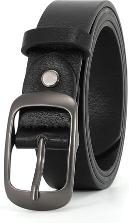 Жіночий шкіряний ремінь WHIPPY великого розміру, модний ремінь з телячої шкіри з надійною пряжкою, для джинсів, штанів, суконь, чорний (пряжка 'Пістолет'), 3XL:150см (підходить для талії 134-145см)