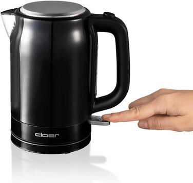 Електричний чайник Cloer 4511, 1.7 л, чорний, нержавіюча сталь, 2200 Вт, з індикатором рівня води, захистом від сухого кипіння та перегріву