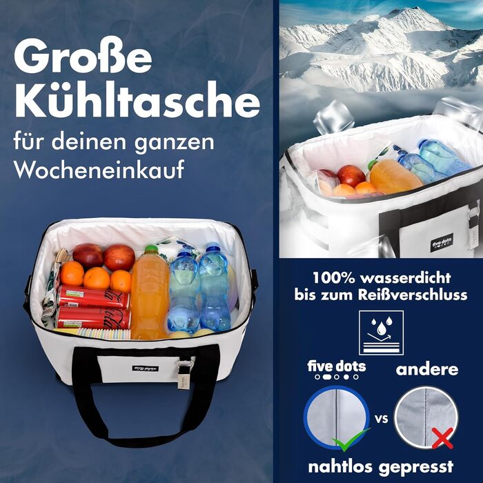 Large Cooler Bag 30L +12h Cooling - Ideal for Shopping, Car & Work - Insulated Bag, Thermos Bag, Lunch Bag & Picnic Bag - Large Cooler Bag - Men's Lunch Bag - Lunch Bag