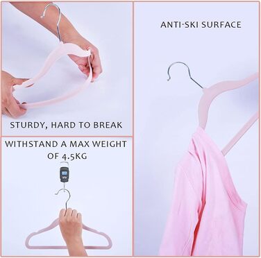Вешалки для одягу з оксамитовим покриттям для дитячого одягу та пальто, рожеві (29,5 см, набір 40 шт.)