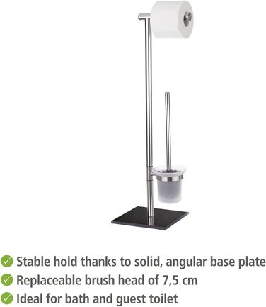 Підставка для рушників WENKO Lima, підлого типу, з полицями, з нержавіючої сталі, 41 x 79 x 20 см, срібно-чорний колір