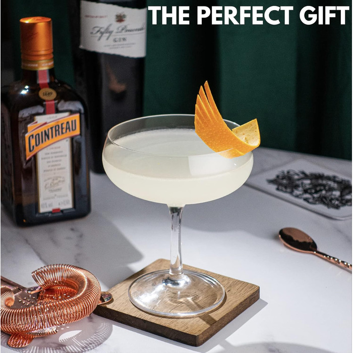 Набір для коктейлів з шейкером та 2 бокали Мартіні, рожеве золото, аксесуари для бармена, подарункова коробка з рецептами