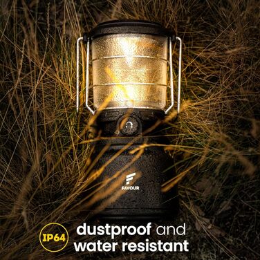 Favour LED Lantern Outdoor Lamp Bright 1300 Lumens | Camping Lamp, IP64 Waterproof, Shockproof | Camping Light with Stepless Dimming, Variable Color Temperature from Warm White to Cool White, Battery Powered