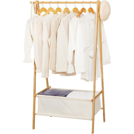 Легкий стійкий вішак для одягу Yorbay з бамбука з сумкою для зберігання, 149 см, натуральний колір