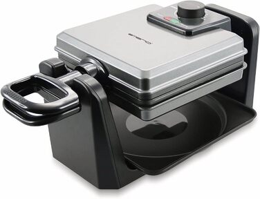 Вафельниця Emerio для приготування 4 бельгійських вафель одночасно, з професійним обертанням, антипригарне покриття, регулятор температури, 1000 Вт, срібна, WM-110984.4