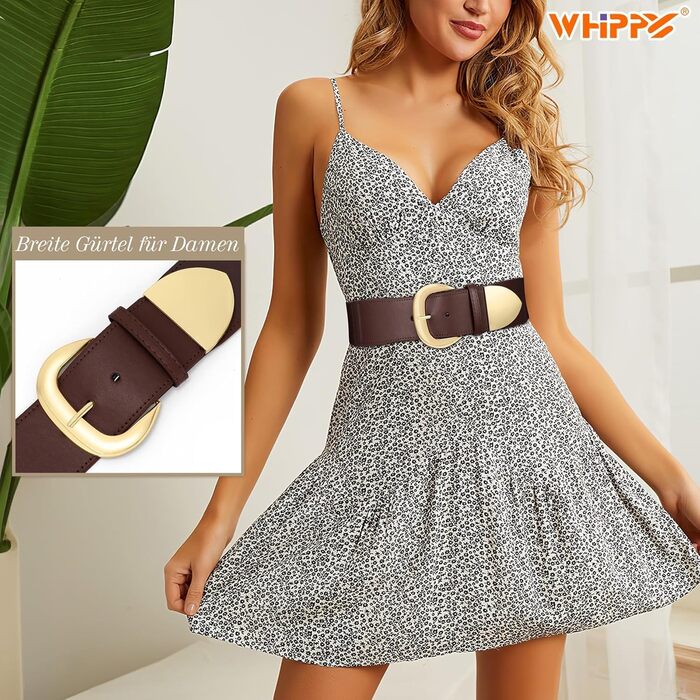 Жіночий широкий пояс-кушак WHIPPY, еластичний, з золотою пряжкою, 110 см, розмір талії 94-114 см (колір кавовий/золотий)