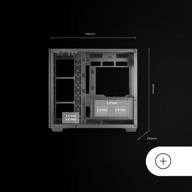 Ігровий корпус Mars Gaming MC-3T CORE ATX, панорамне скло (Dual-Camera), реверсивна материнська плата, підтримка рідкого охолодження, чорний