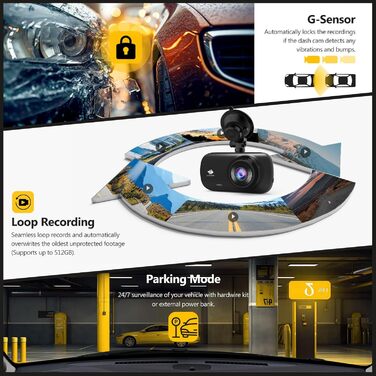 Відеореєстратор Z-Edge 4K Dual Autokamera з GPS, WiFi та LCD 2.7 дюйма. Підтримка запису 4K, 2K, 1080P, WDR, G-сенсор, нічне бачення, паркувальний режим. Версія 2025.