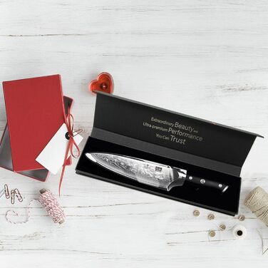 Ніж кухарський SHAN ZU Damast Pro Series, 20 см, 67 шарів дамаської сталі, ручка G10