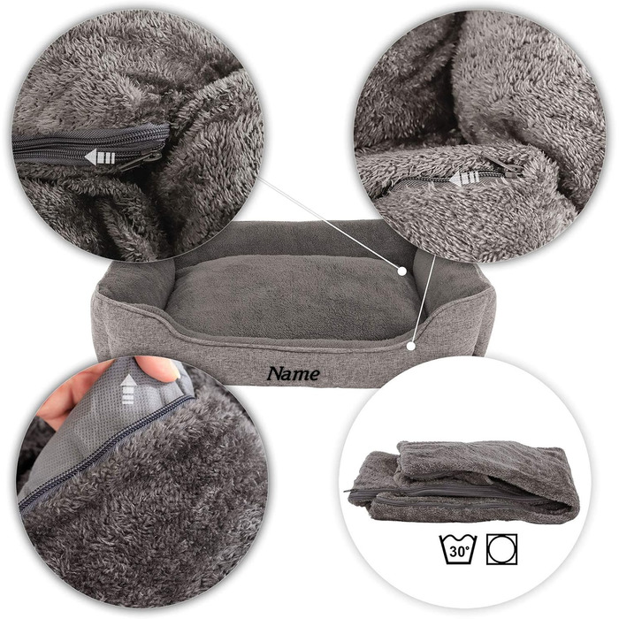 М'яке ліжко для собак Lionto знімний чохол, 75x60 см, сіре, з антиковзким дном