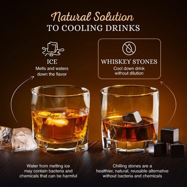 Подарунковий набір Whisky Steine Royal Reserve: кам'яні охолоджувачі для віскі, дерев'яне коричневе підношення для чоловіків, без розведення