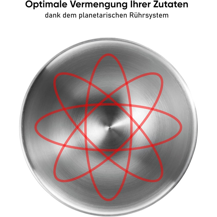 Кухонна машина Heinrichs 2500W з подвійним гаком для тіста, міксером та вінчиком, 8 швидкостей, чаша 8л з нержавіючої сталі, тиха, червона