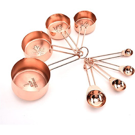 8-Piece Stainless Steel Measuring Spoon Set, Rose Gold, Measuring Cup, Kitchen Accessories, Baking, Tea, Coffee Spoons, Measuring Tools (Color: Gold) (Rose Gold)