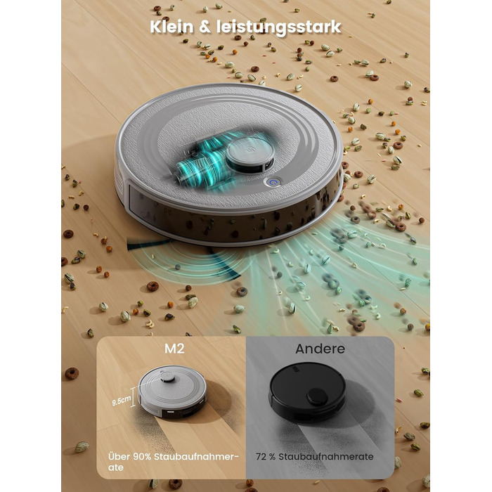 Робот-пилосос LEFANT M2 з функцією миття підлоги, 6000Pa, LiDAR-навігація, зони заборони, керування через додаток/Alexa, ідеальний для шерсті тварин, килимів та твердих підлог M2G