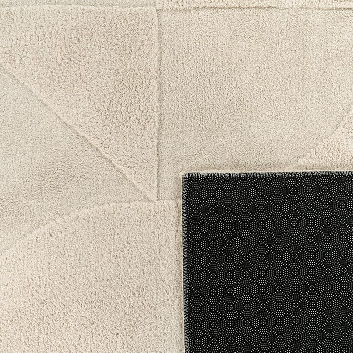 Paco Home Rug Living Room Bedroom High Pile Scandinavian Pattern Boho Look Solid Soft 3D Look Abstract Washable Cream, Size: 120x160 cm 120 x 160 cm (Rectangular) Cream - Geometric 1