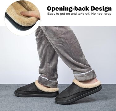 Тапочки чоловічі Miqieer з меморі-піною, теплі зимові плюшеві халапони (45/46 EU, 570 Чорний)