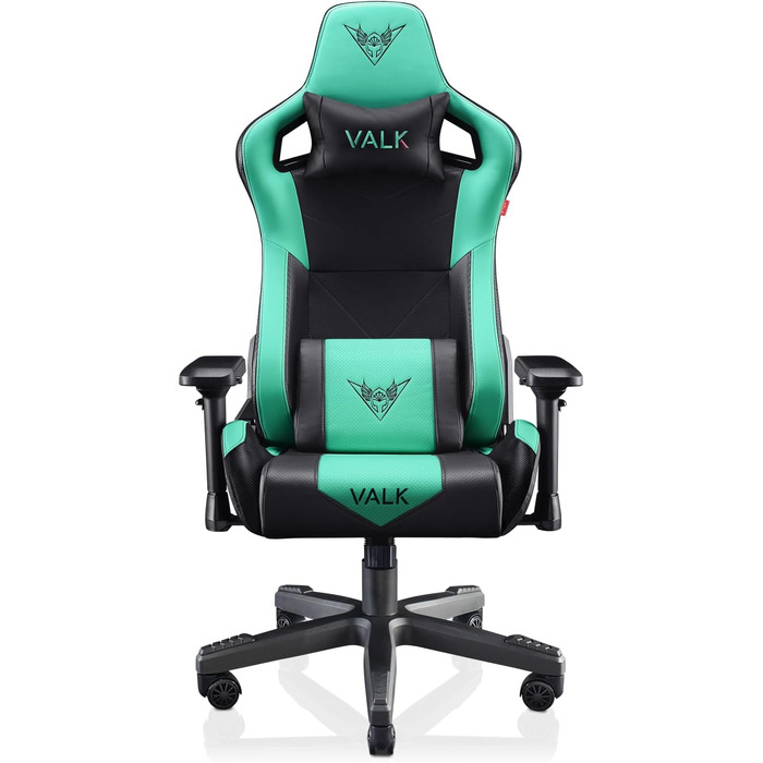 Крісло ігрове VALK Gaia з підлокітниками 4D, регульоване на 160º, газовий амортизатор класу 4, штучна шкіра, Aqua Menthe